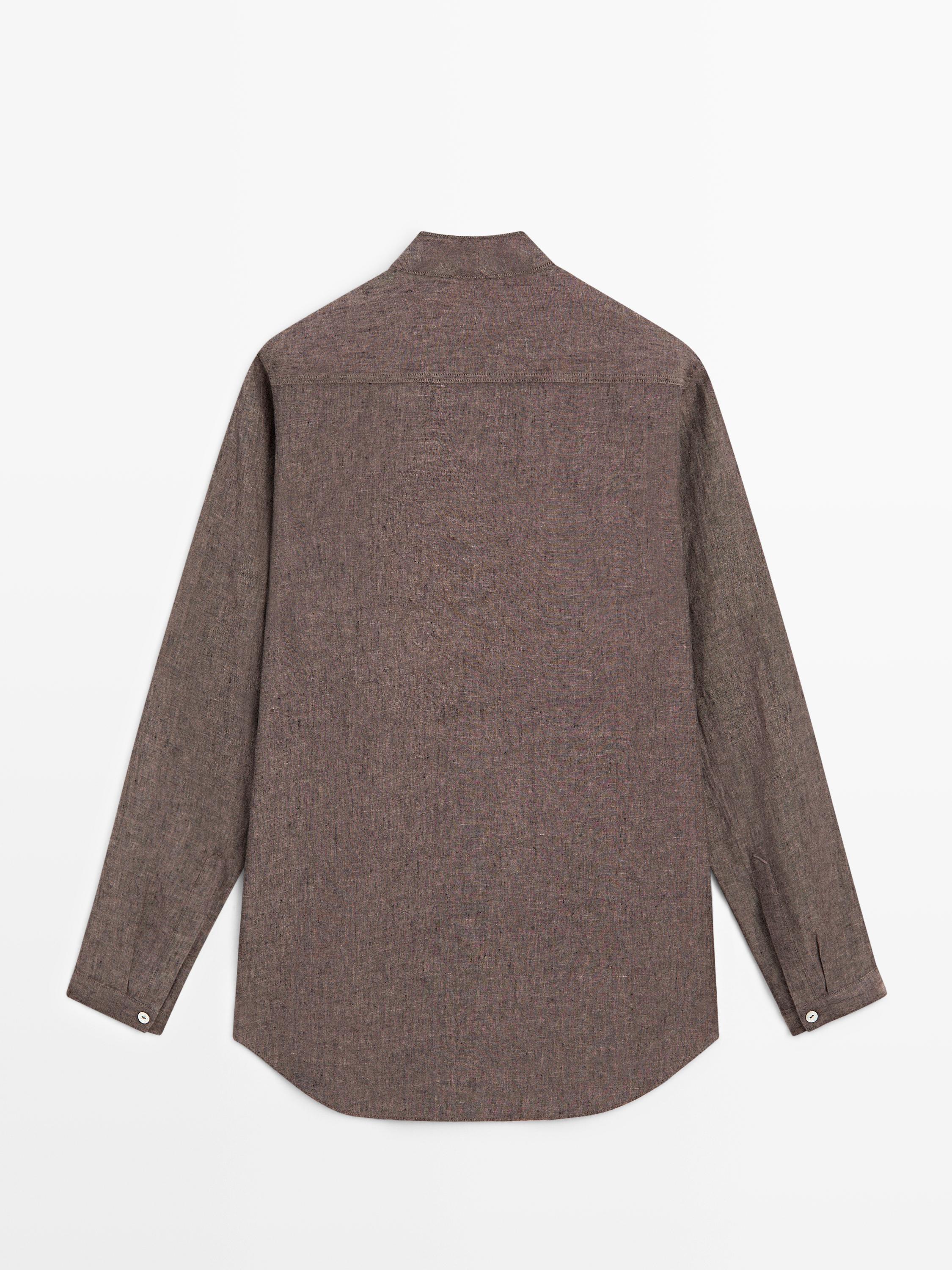 Chemise 100 % lin à col en V